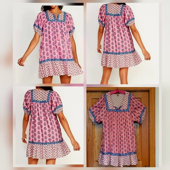 Old Navy Plus Size Peasant Babydoll Swing Dress with Puff Sleeves and Pockets - Picture 1 of 13